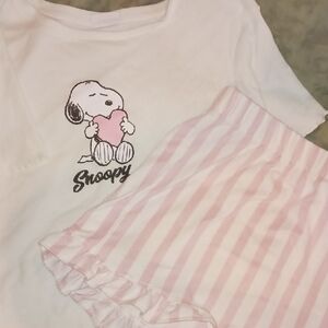 Peanuts Snoopy Pajama Set - Pink and White